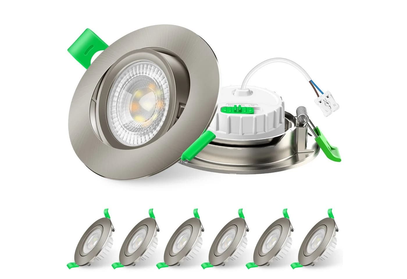 ALUSSO LED Einbauleuchte 6er-Set 6W 3CCT Schwenkbar Nickel - Bild 2
