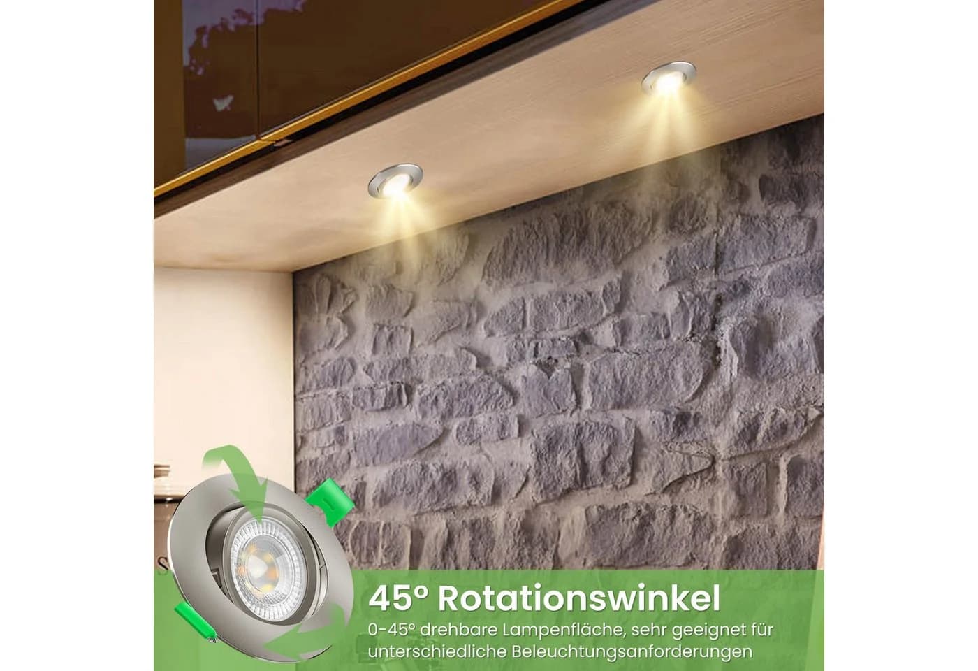 ALUSSO LED Einbauleuchte 6er-Set 6W 3CCT Schwenkbar Nickel - Bild 5