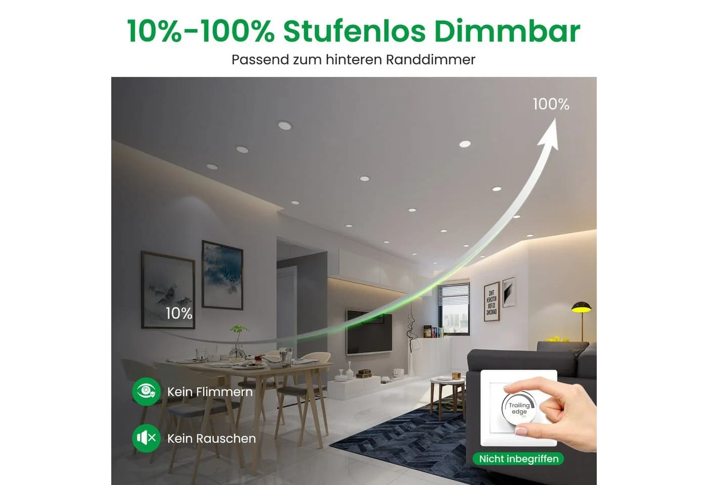 ALUSSO LED Einbauleuchte 6er-Set 3CCT Dimmbar 10W 1050lm Weiß - Bild 4