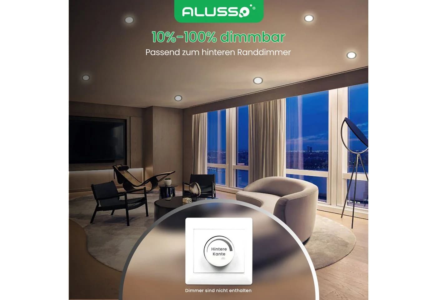 ALUSSO LED Einbaustrahler 6er-Set 10W 800lm Schwarz - Bild 4