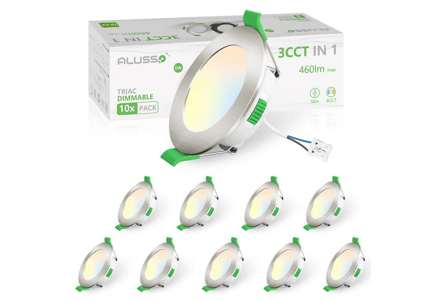 ALUSSO LED Einbaustrahler 10er-Set 5W Nickel 460 Lumen - Bild 2