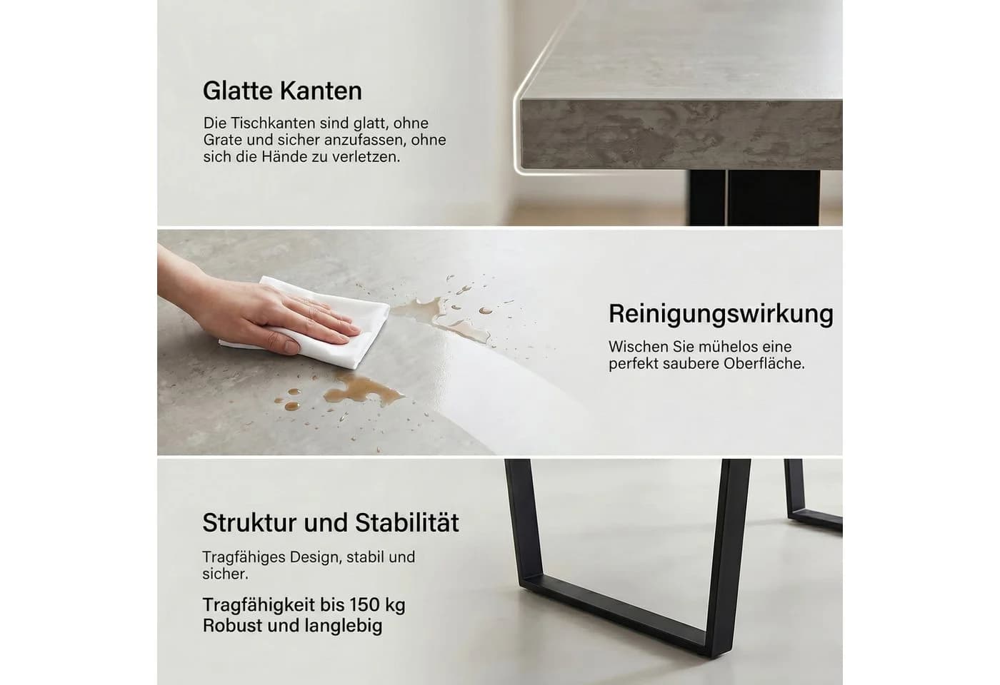Jiexi Essgruppe 110x70 cm Grau mit PU-Leder Stühlen - Bild 5