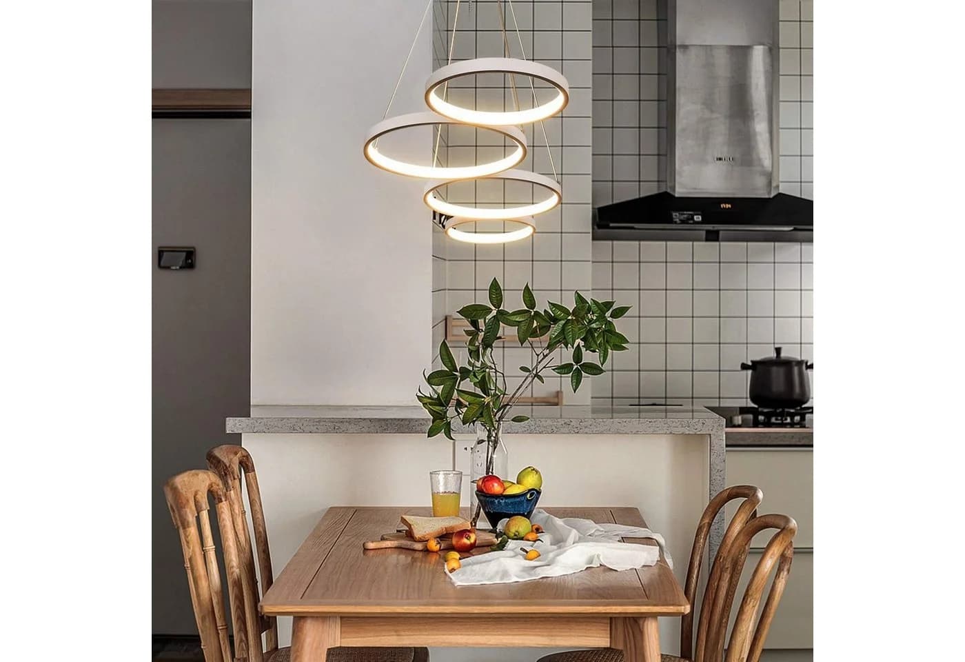 ZMH LED Pendelleuchte Modern 4-flammig Dimmbar mit Fernbedienung