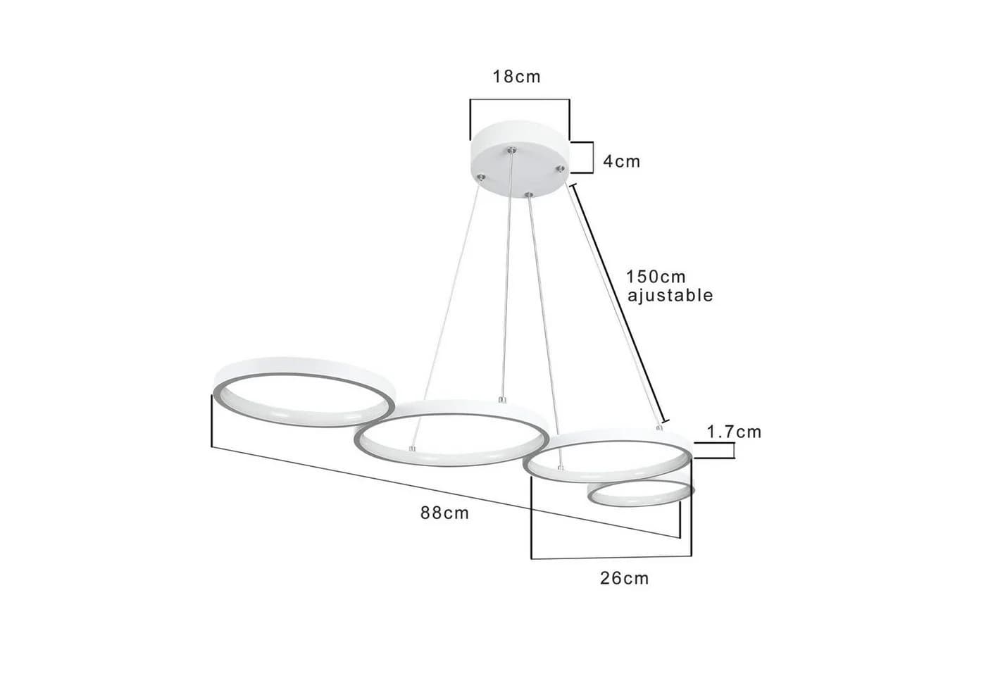 ZMH LED Pendelleuchte Modern 4-flammig Dimmbar mit Fernbedienung - Bild 3