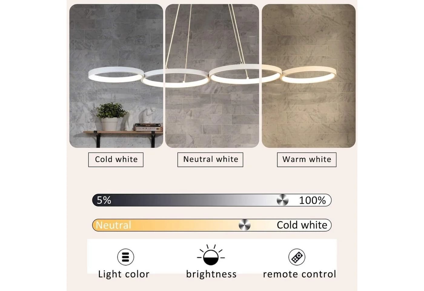 ZMH LED Pendelleuchte Modern 4-flammig Dimmbar mit Fernbedienung - Bild 4