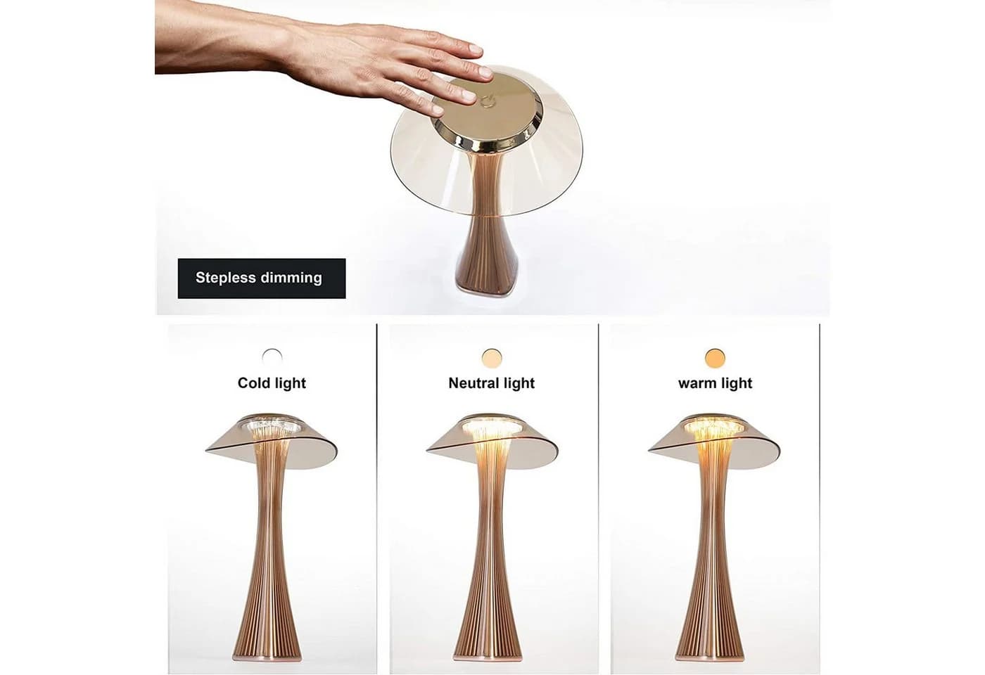 Nettlife LED Nachttischlampe Dimmbar Modern USB mit 3 Helligkeitsstufen - Bild 4