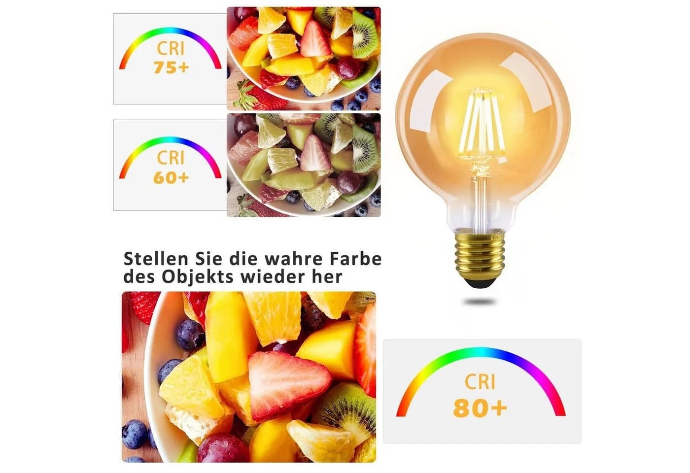 Retro LED-Leuchtmittel Warmweiß 8x8x8 cm - Bild 4