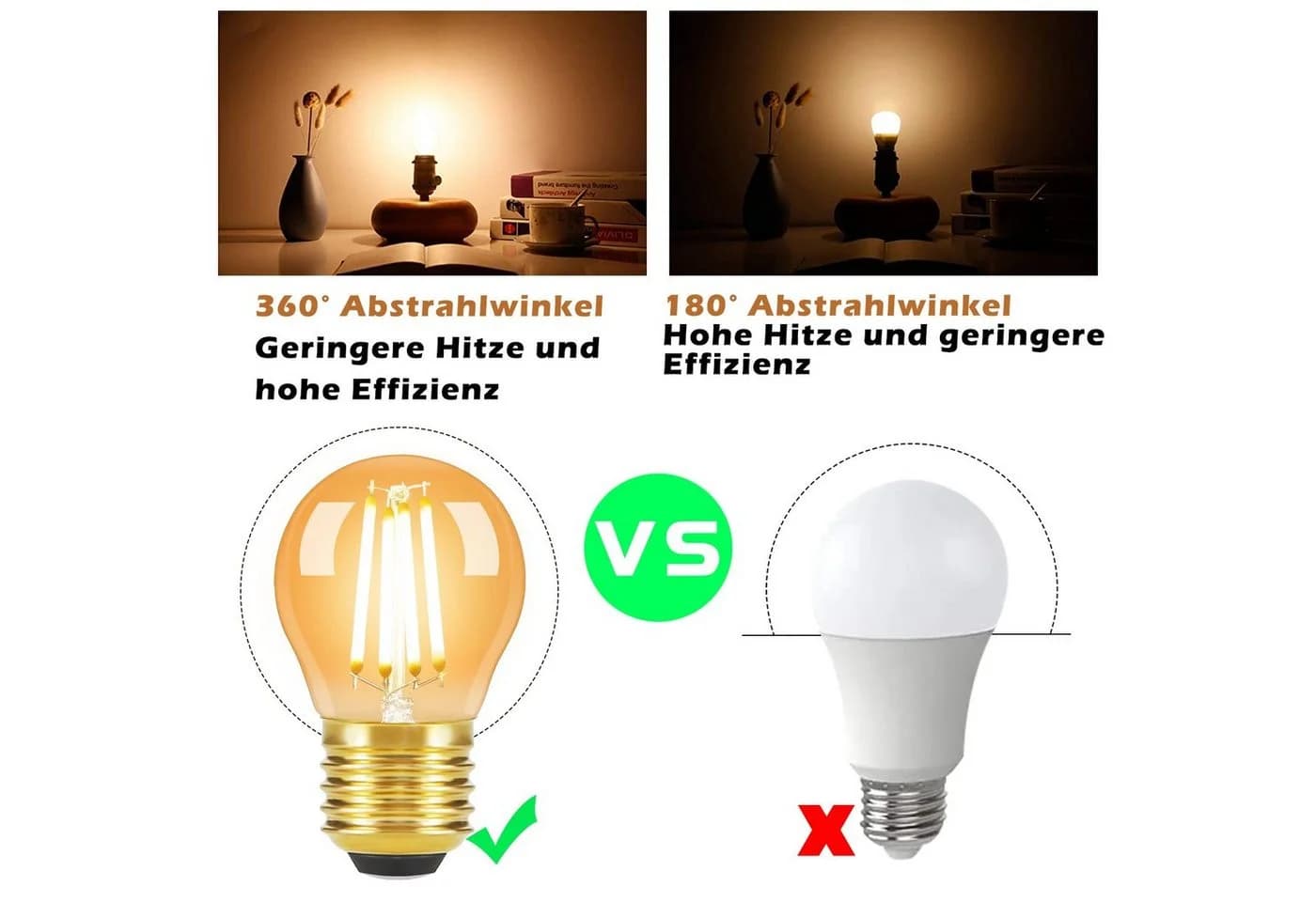 ZMH LED-Leuchtmittel Edison LED Vintage Glühbirne E27 6 St. Warmweiß