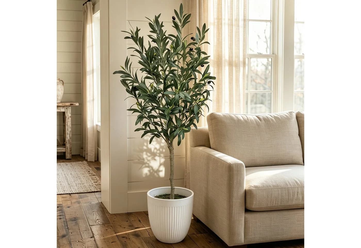CASSILANDO Künstliche Zimmerpflanze Olivenbaum Grün 210 cm - Bild 2