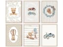 homestyle-accessoires Poster Kinderzimmer Bilderwand 6erSet Teddy Auto Bild 2