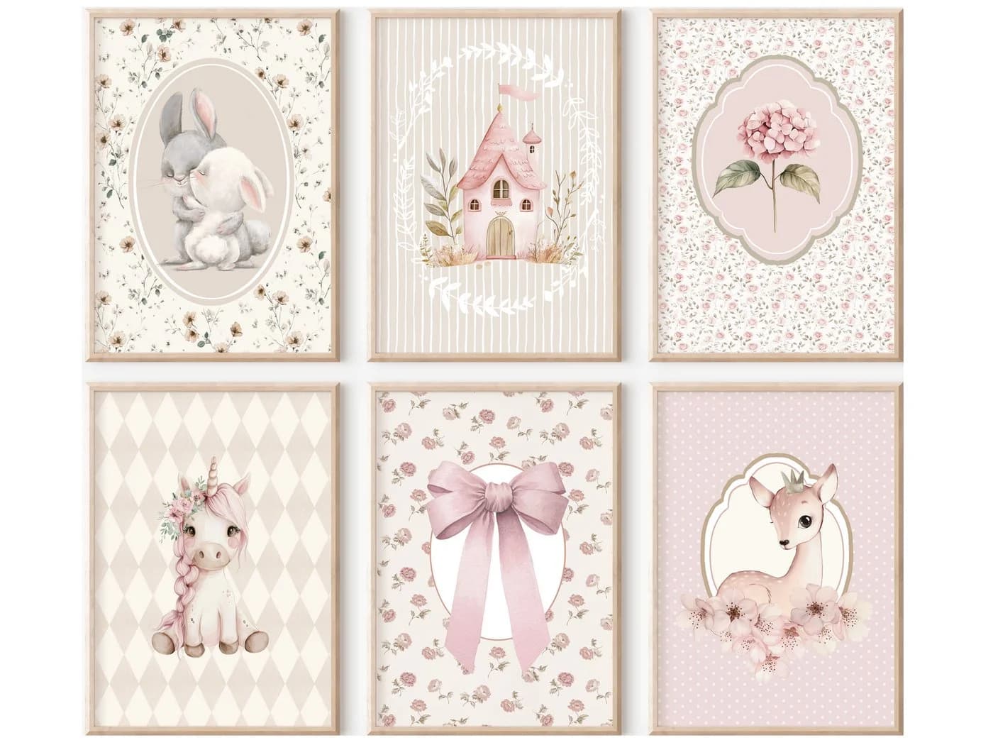homestyle-accessoires Poster 6er-Set Bambi Hasen Kinderzimmer Bilderwand - Bild 2