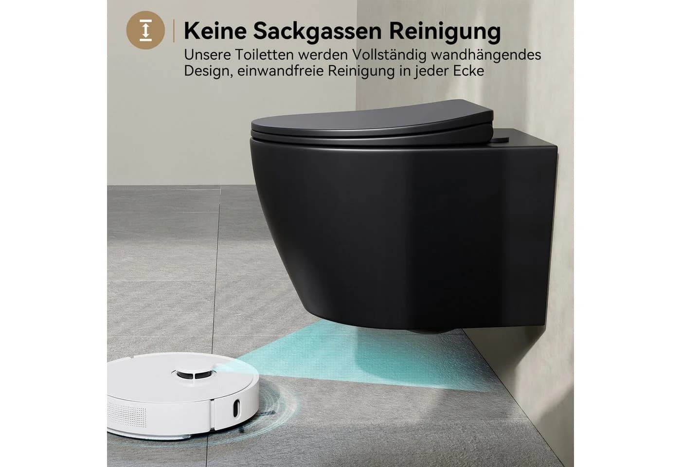HOROW Hänge WC Komplettset Spülrandlos Toilette Nano Beschichtung - Bild 3