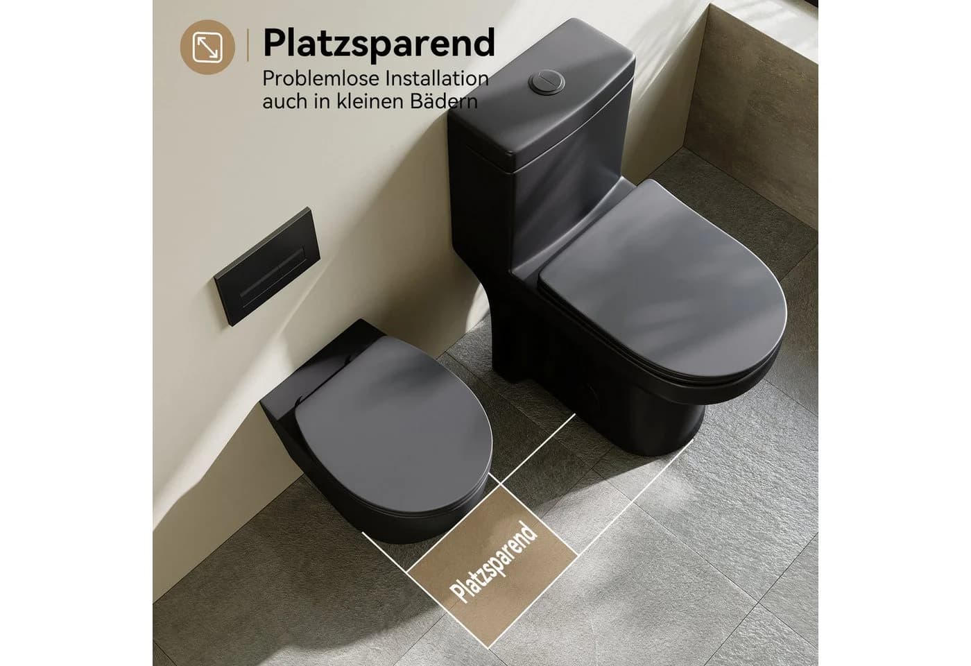 HOROW Hänge WC Komplettset Spülrandlos Toilette Nano Beschichtung - Bild 5