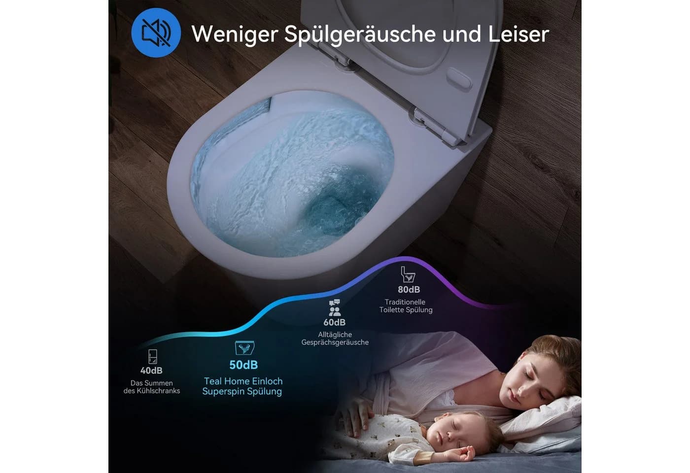 HOROW Tiefspül-WC Spülrandlos Wandhängend Schwarz Matt - Bild 5