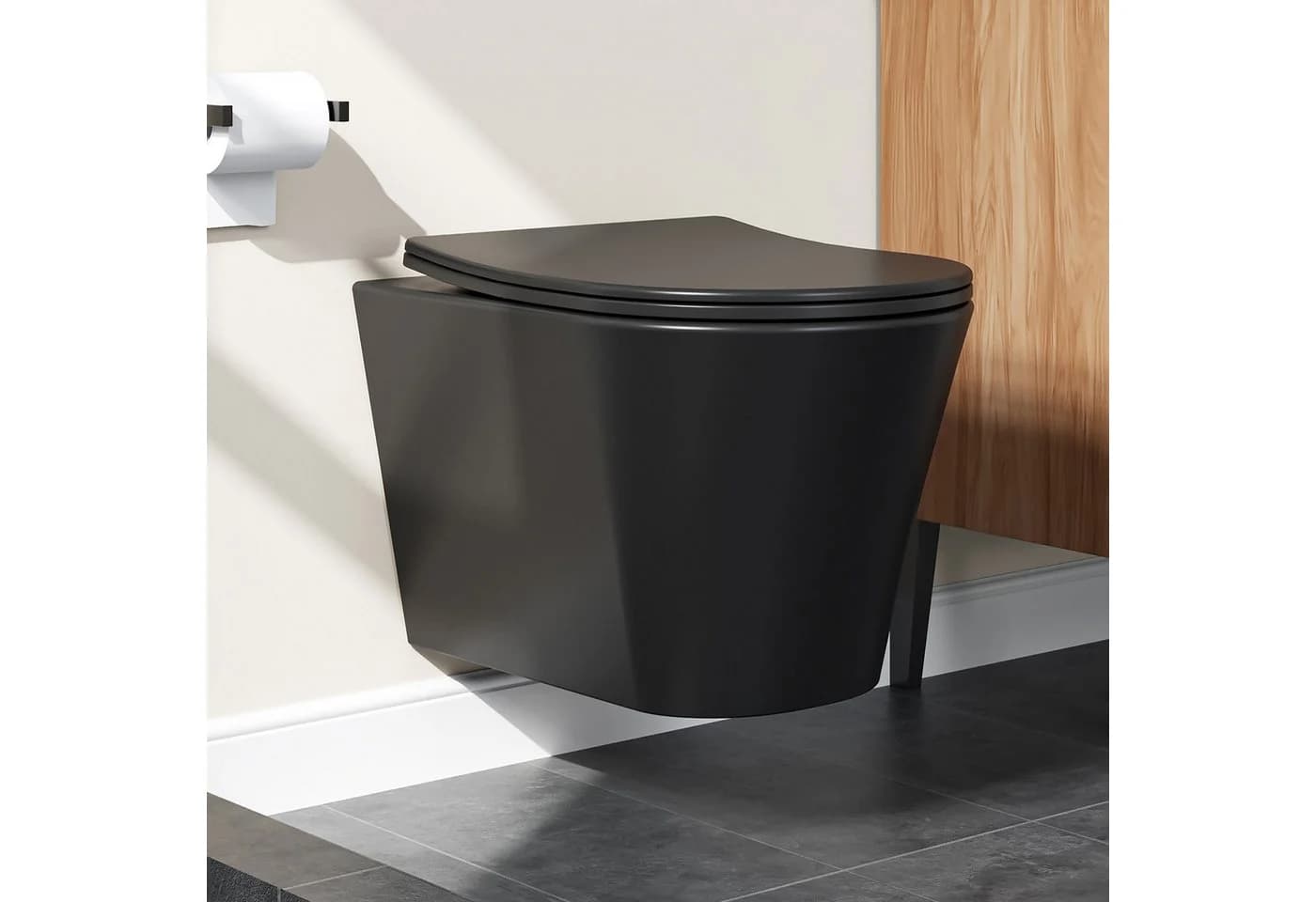 HOROW Tiefspül-WC Spülrandlos Wand WC Schwarz Matt - Bild 2