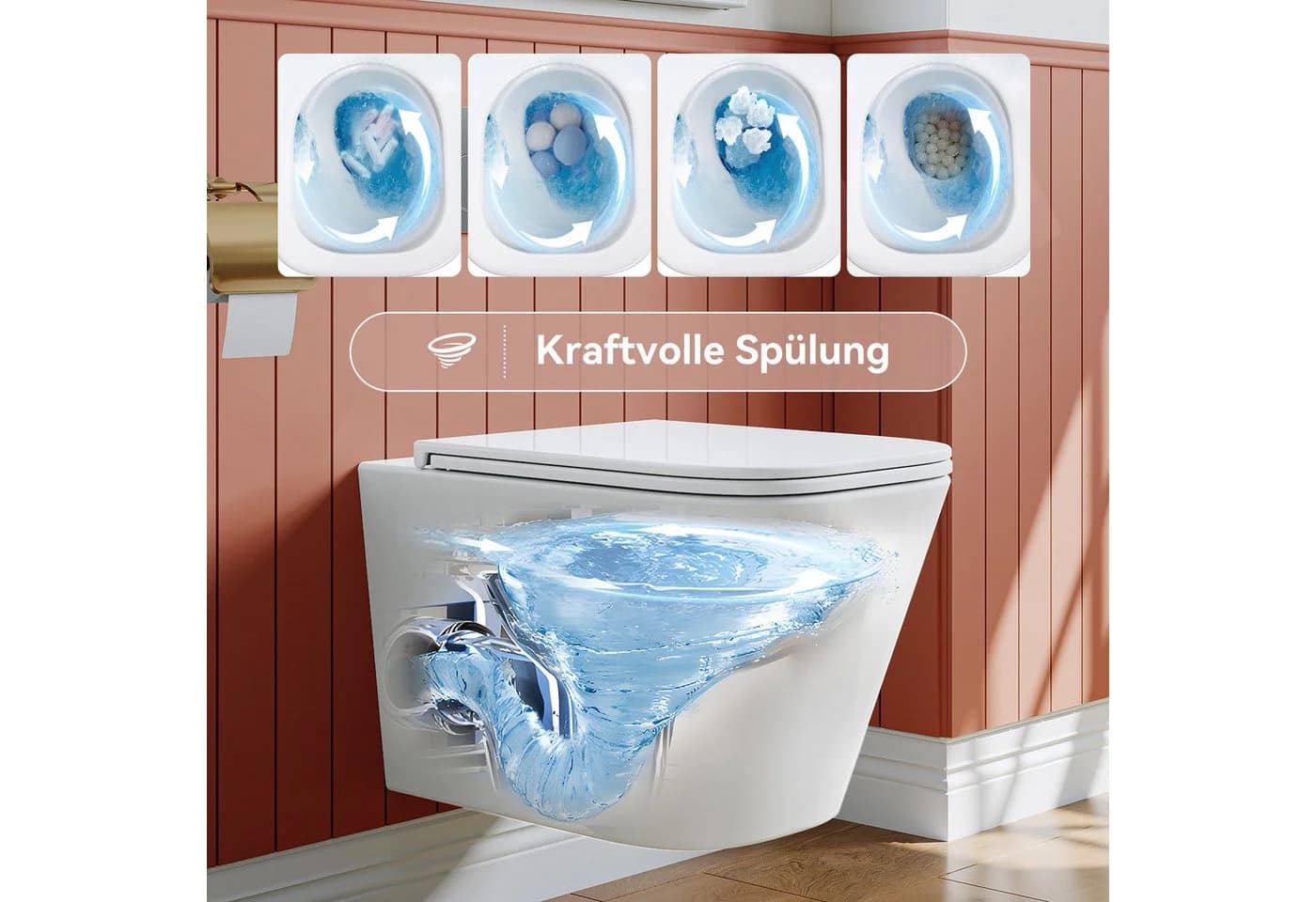 HOROW Hänge-WC spülrandlos mit Soft-Close Sitz weiß - Bild 3