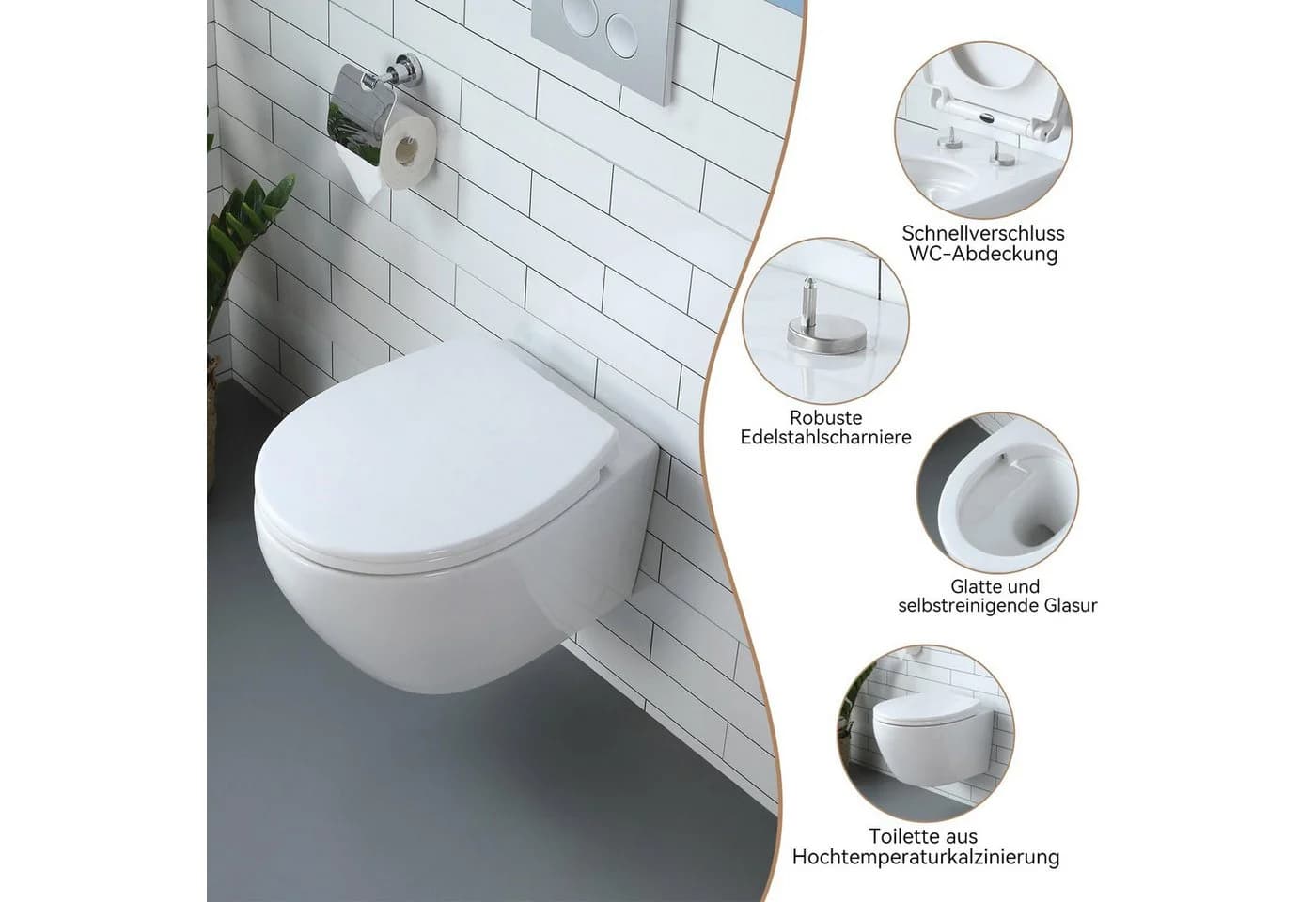 HOROW Tiefspül-WC Spülrandlos Wand-Hänge-WC - Bild 3