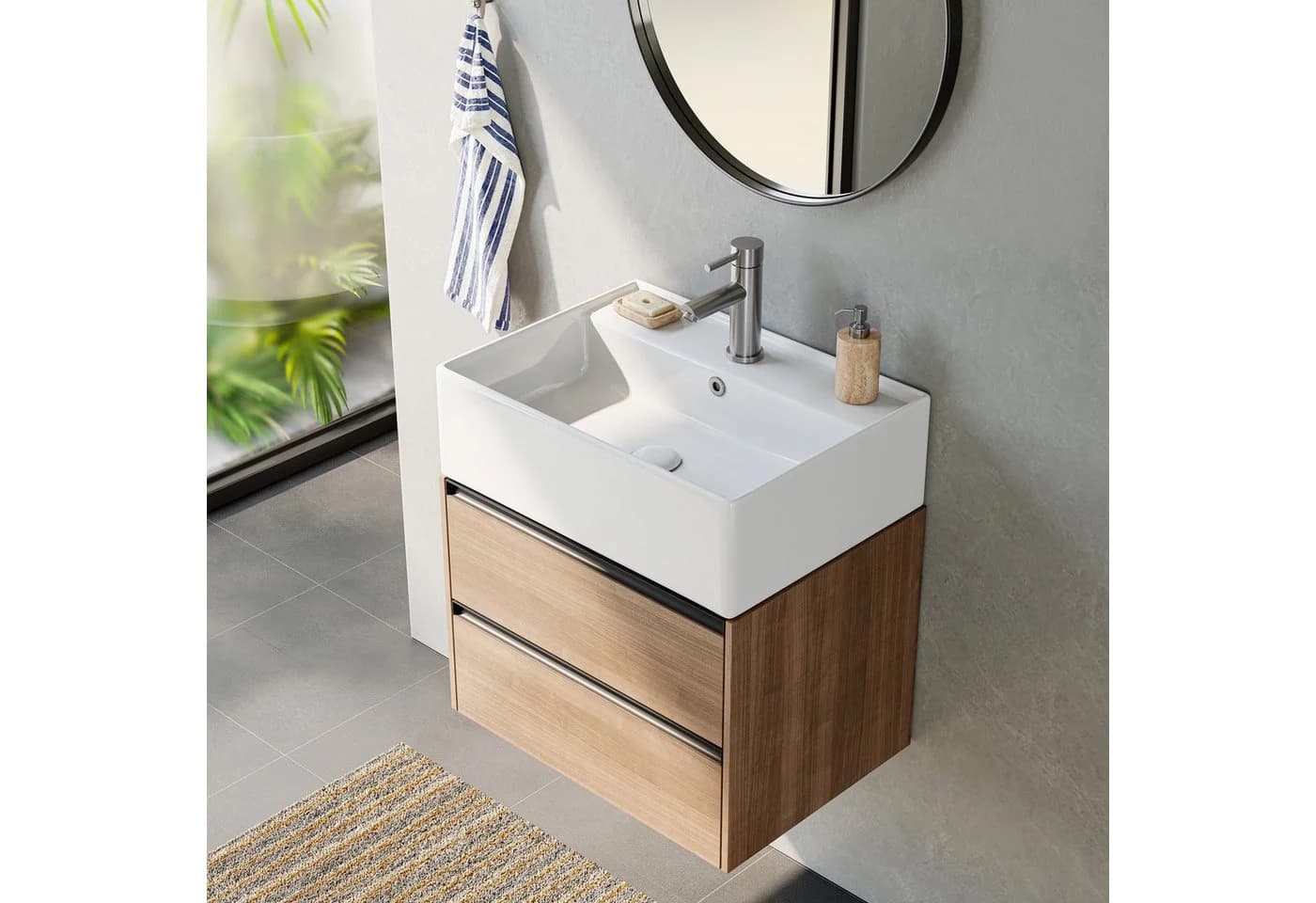 HOROW Waschbecken Rechteckig Hängewaschbecken oder Aufsatzwaschbecken 55/45*31*13cm Weiß - Bild 4