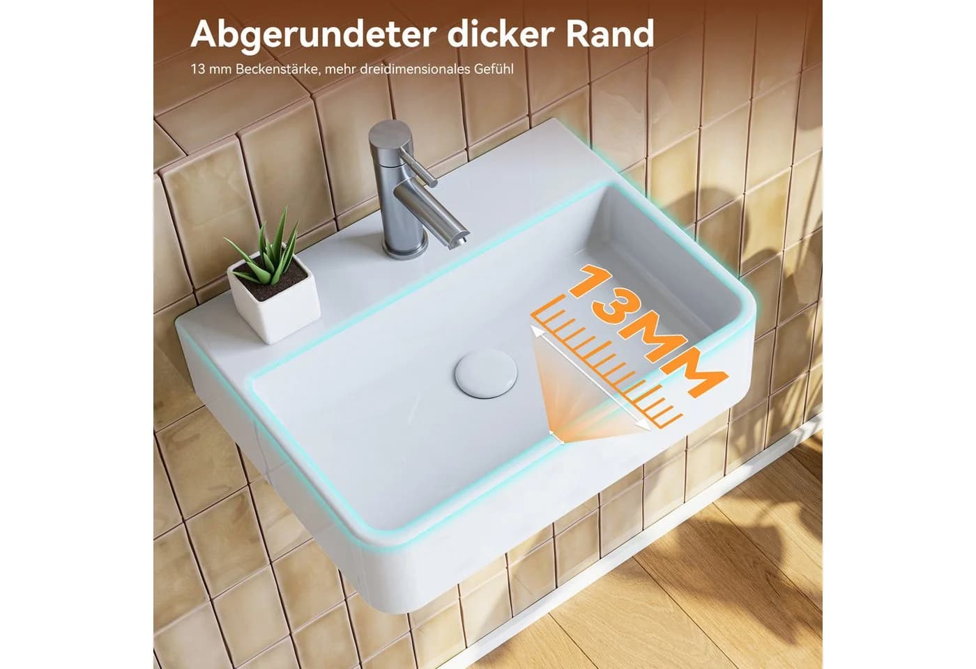 HOROW Waschbecken Keramik Weiß 46x31 cm