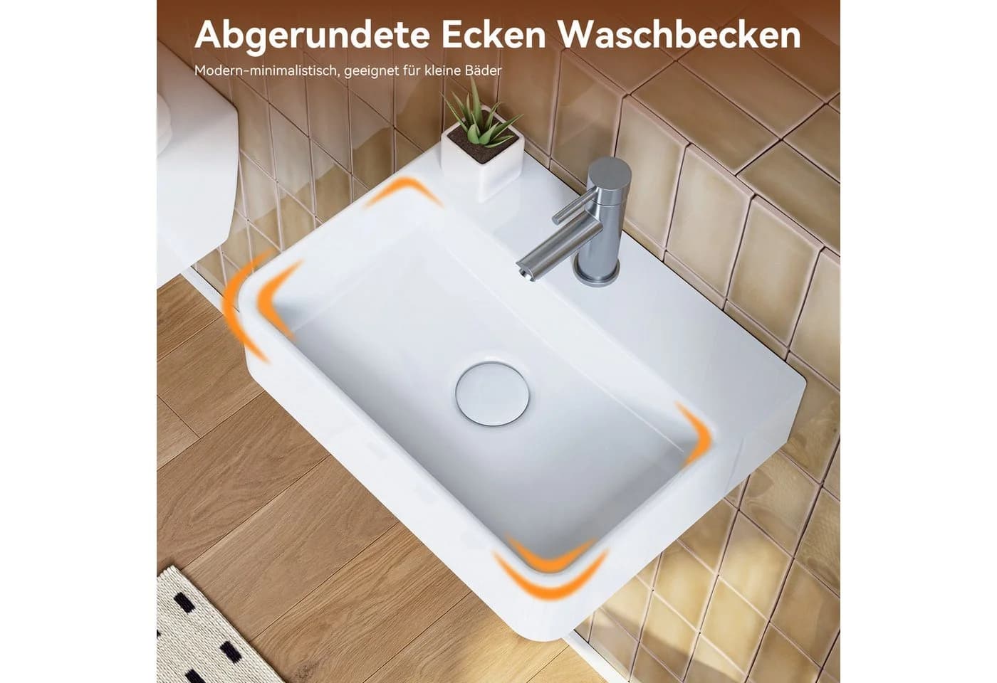 HOROW Waschbecken Keramik Weiß 46x31 cm - Bild 3