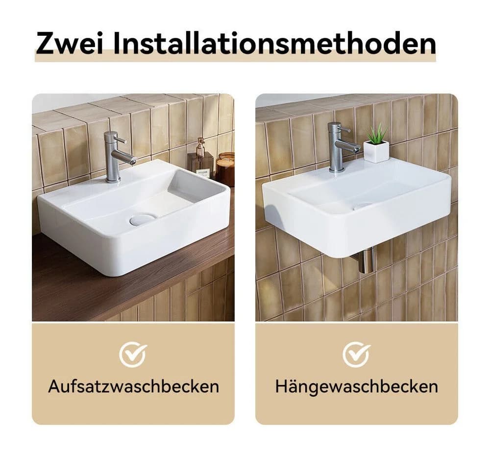 HOROW Waschbecken Keramik Weiß 46x31 cm - Bild 4