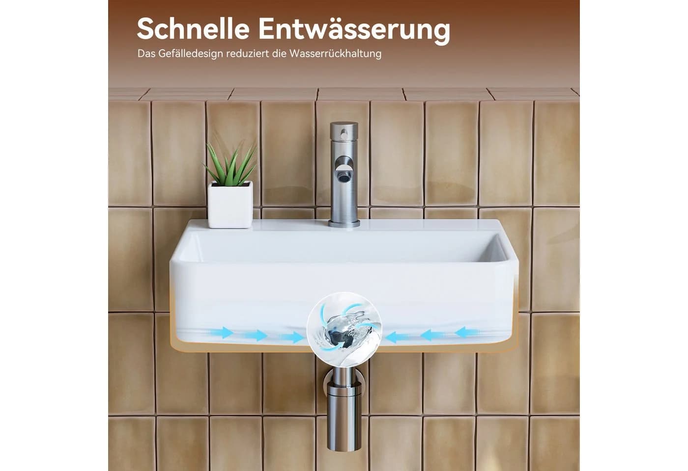 HOROW Waschbecken Keramik Weiß 46x31 cm - Bild 5