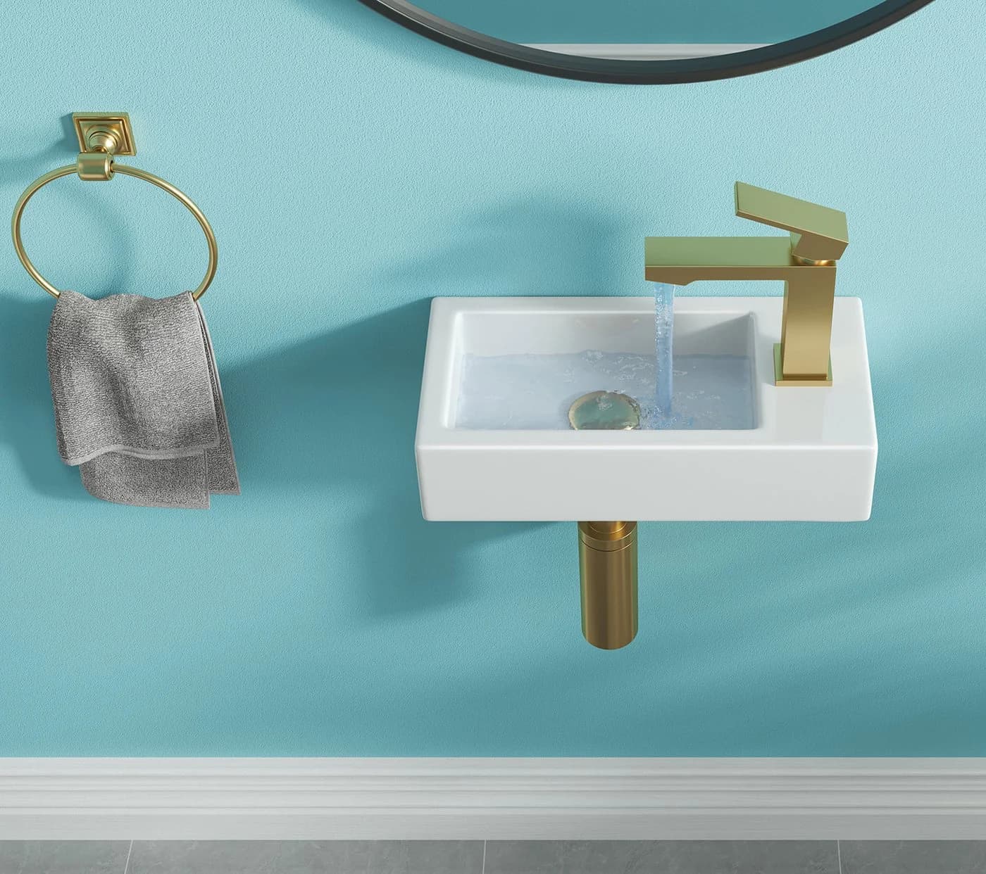 HOROW Mini Hängewaschbecken Weiß Keramik