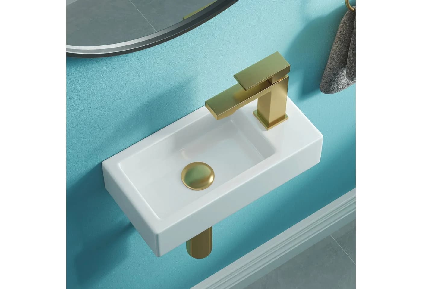 HOROW Mini Hängewaschbecken Weiß Keramik - Bild 2