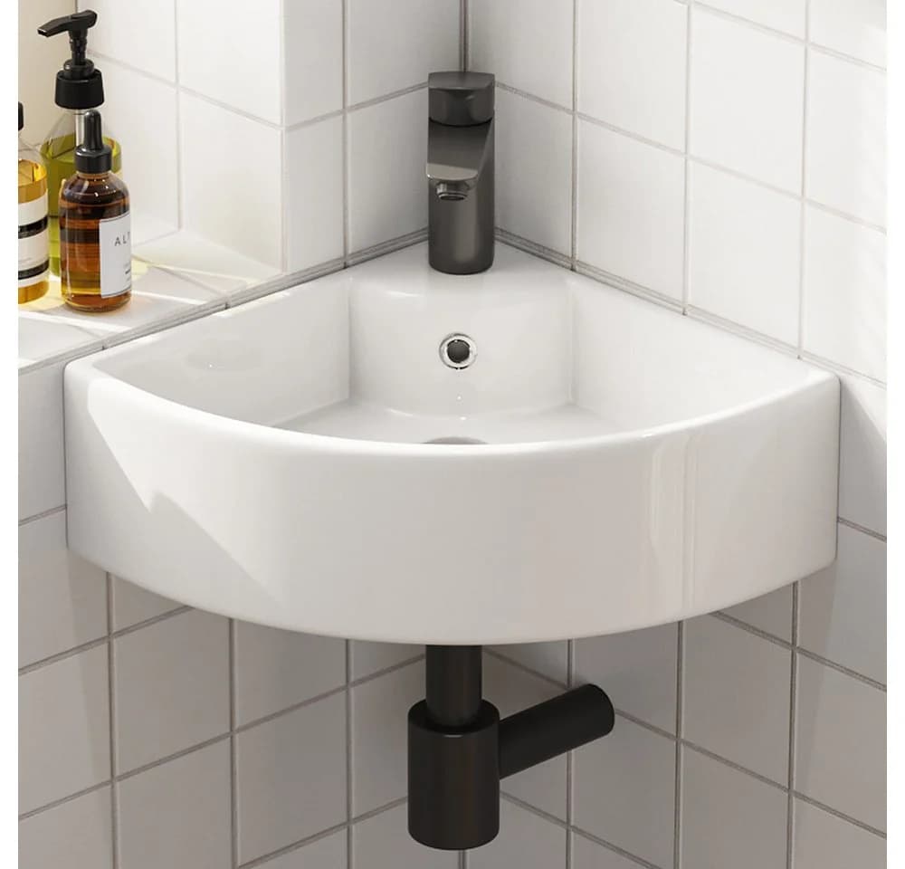 HOROW Waschbecken Keramik Eckwaschbecken Klein Gäste WC
