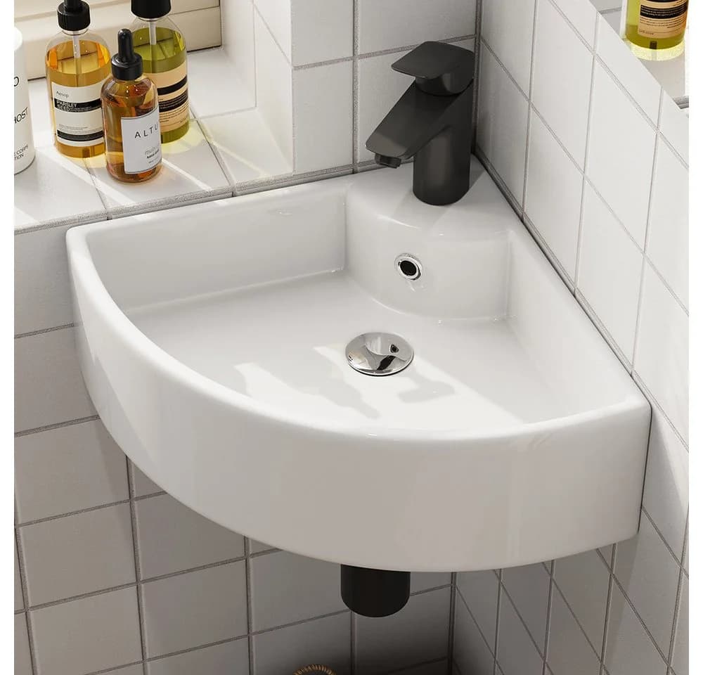 HOROW Waschbecken Keramik Eckwaschbecken Klein Gäste WC - Bild 2
