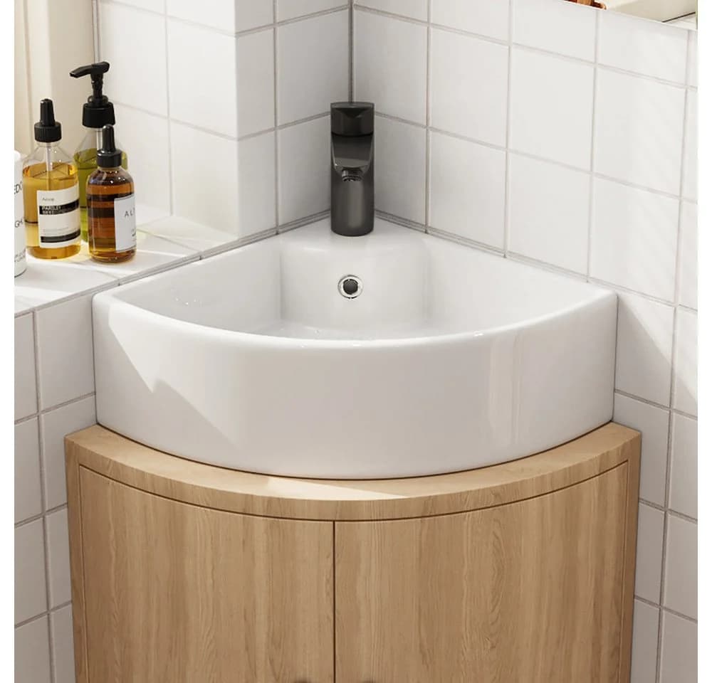 HOROW Waschbecken Keramik Eckwaschbecken Klein Gäste WC - Bild 3
