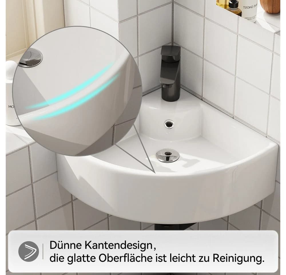 HOROW Waschbecken Keramik Eckwaschbecken Klein Gäste WC - Bild 5