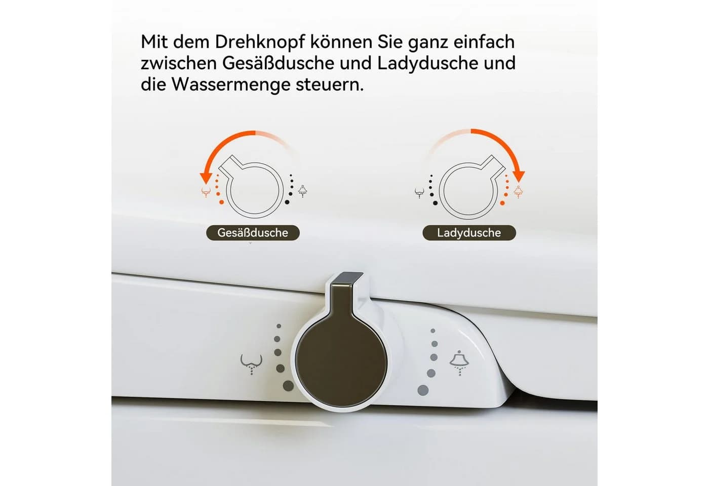 HOROW Dusch-WC-Sitz mit Bidet, Absenkautomatik, Duroplast, abnehmbar - Bild 3