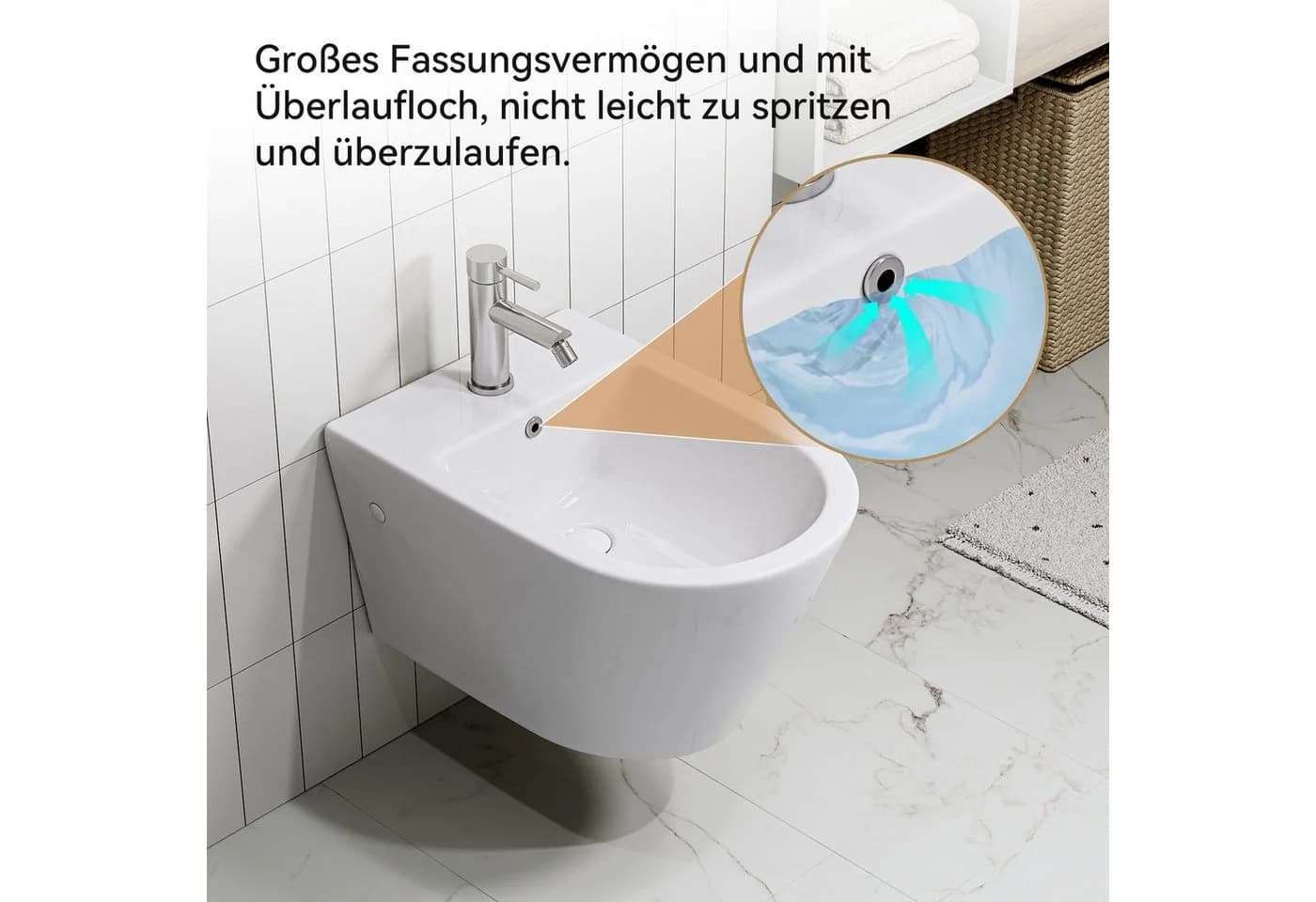 HOROW Bidet Wand Bidet Keramik Bidet Hänge-Bidet WC-Bidet