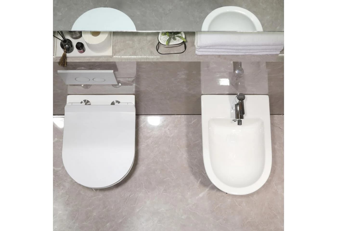 HOROW Bidet Hänge Bidet Komplet Set mit Hänge WC Spülrandlos, wandhängend, WC Sitz mit Absenkautomatik - Bild 4