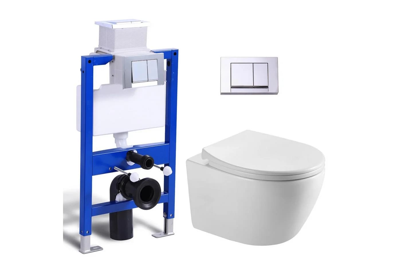 HOROW Vorwandelement WC Toilette Komplettset Hänge-WC mit WC-Sitz Absenkautomatik - Bild 2