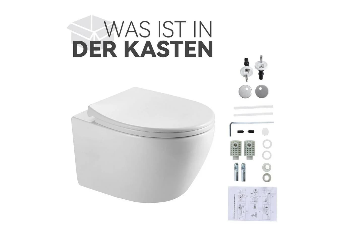 HOROW Vorwandelement WC Toilette Komplettset Hänge-WC mit WC-Sitz Absenkautomatik - Bild 4
