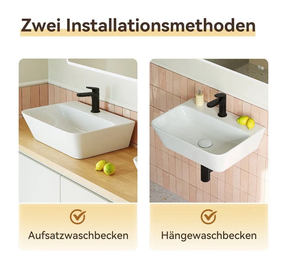 HOROW Keramik-Waschbecken 48x42x13 cm