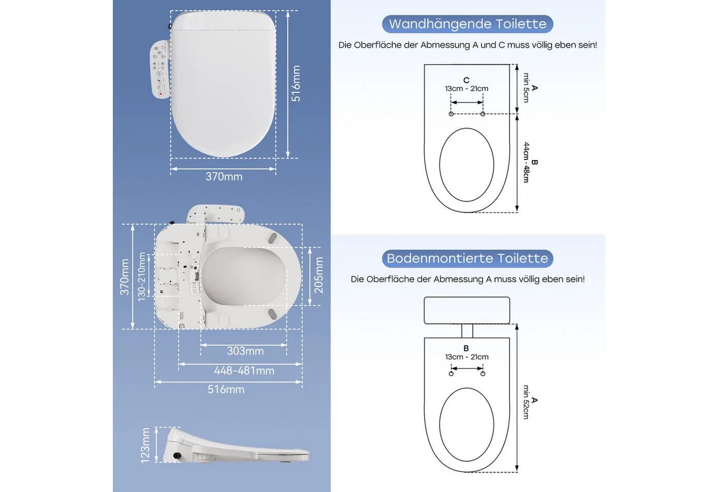 HOROW Dusch-WC-Sitz Smart Toilettensitz WC Bidet mit Düse - Bild 3