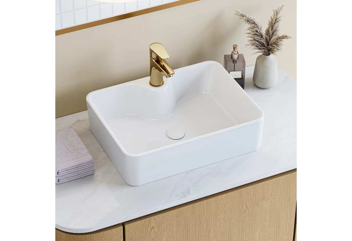 HOROW Aufsatzwaschbecken Keramik Rechteckig Nano-Beschichtung - Bild 2