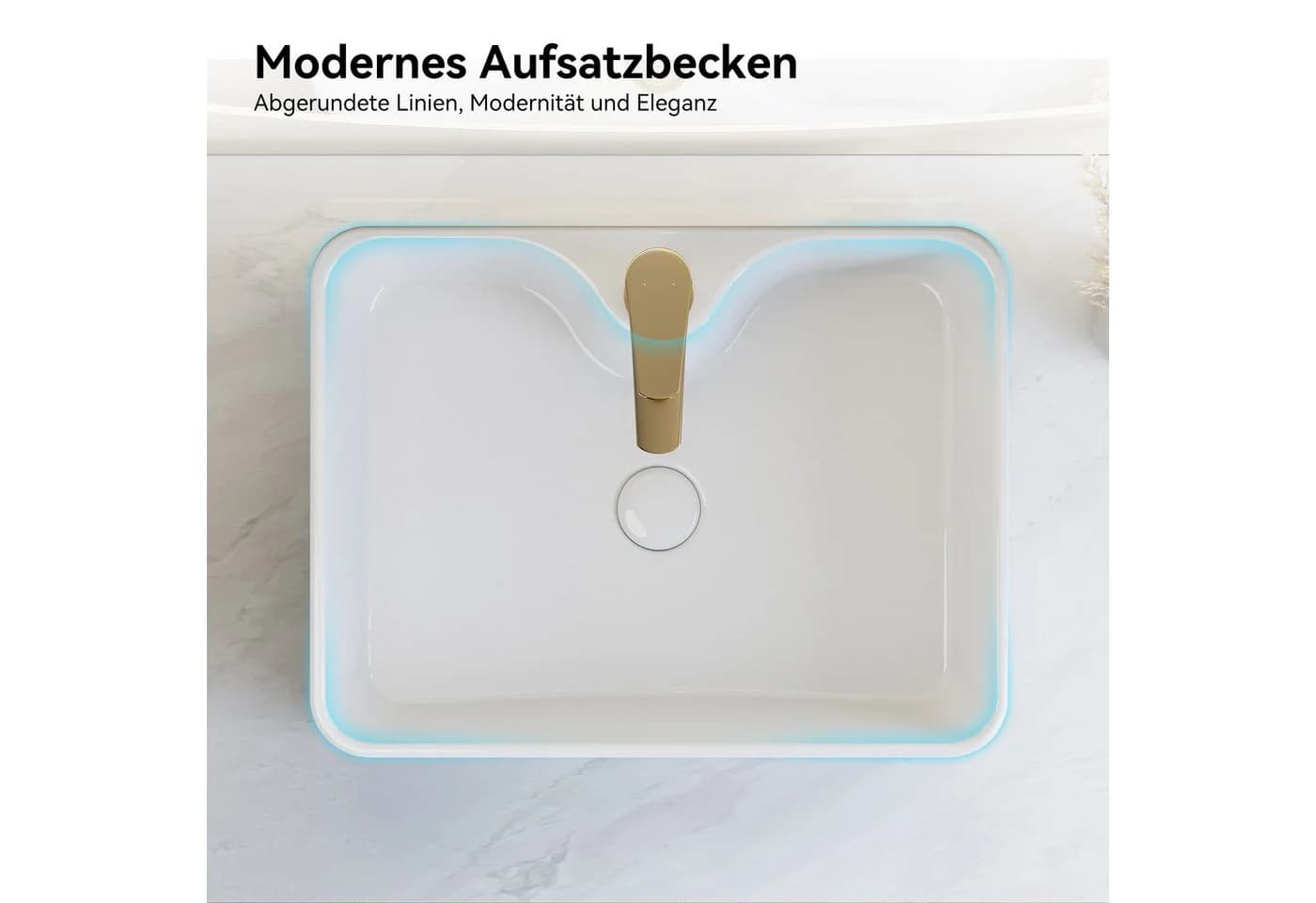 HOROW Aufsatzwaschbecken Keramik Rechteckig Nano-Beschichtung - Bild 4