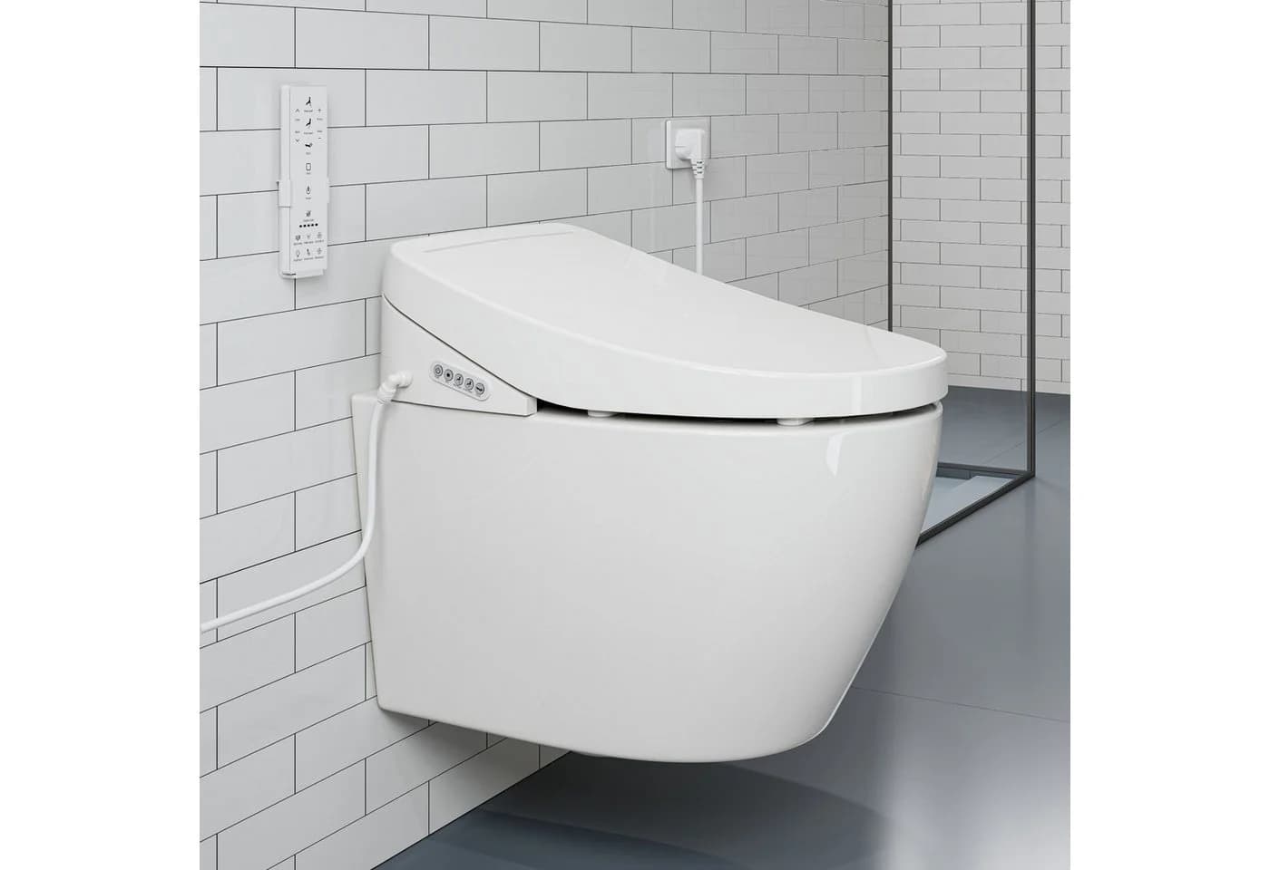 HOROW Smart Dusch-WC Hänge-WC mit Bidet, Edelstahl-Düse & Nachtlicht