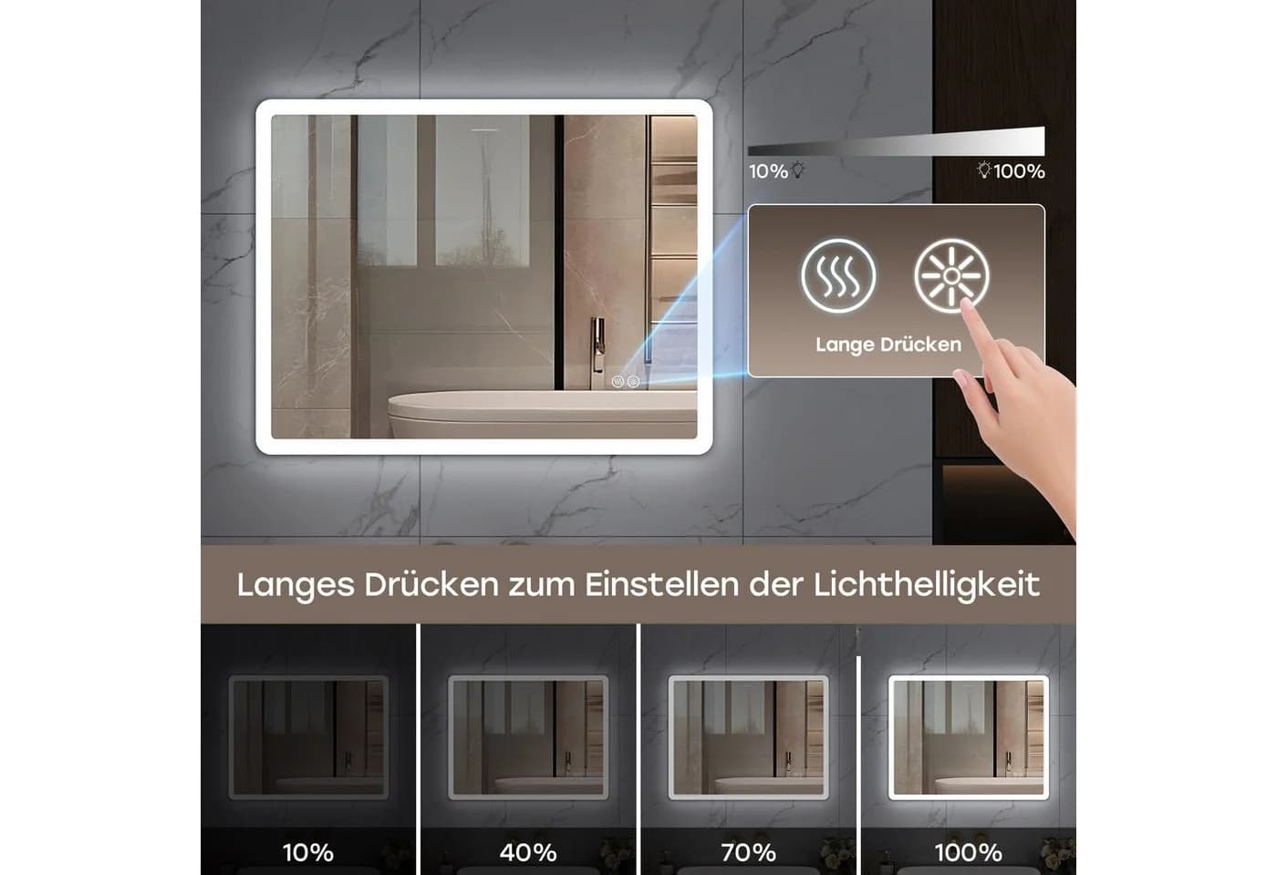 HOROW Badspiegel LED Dimmbar mit Anti-Beschlag - Bild 5