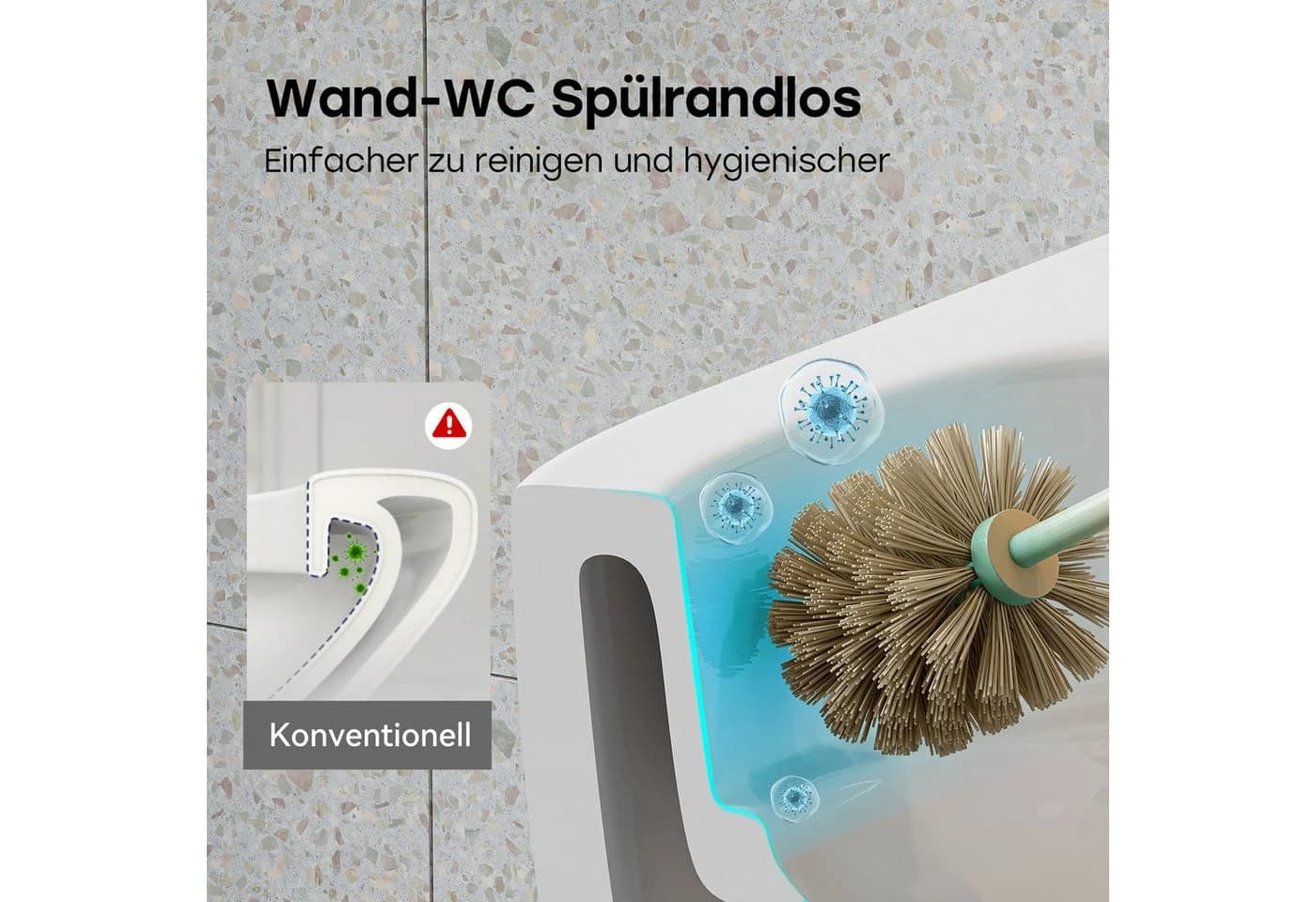 HOROW Tiefspül-WC wandhängend Spülrandlos - Bild 3