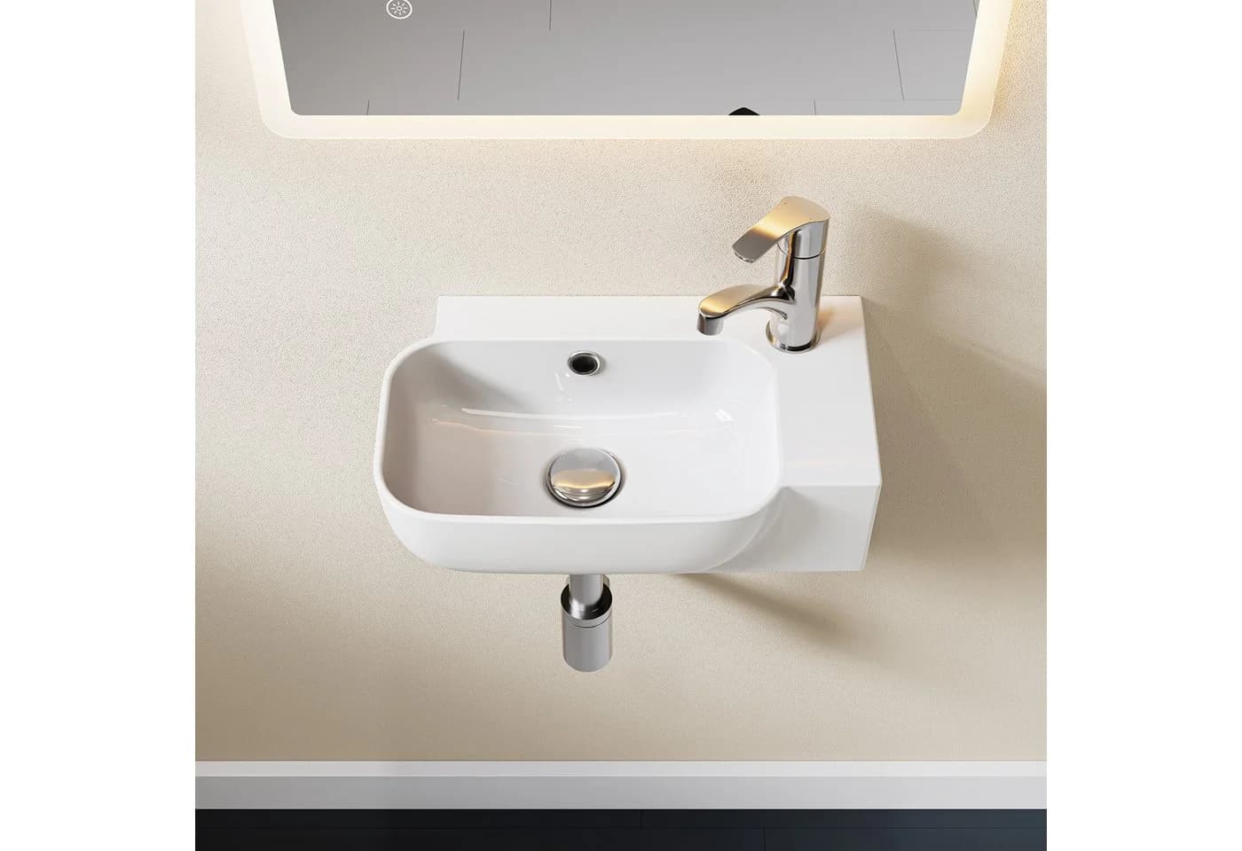 HOROW Waschbecken Aufsatzwaschbecken Wandmontage Waschschale für Badezimmer/ Gäste-WC