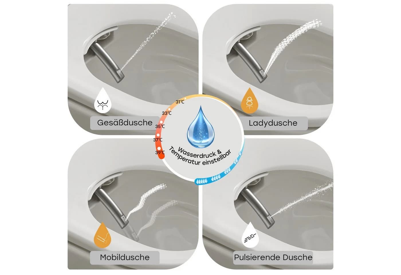 HOROW Dusch-WC mit Bidet-Funktion, Japanische Toilette spülrandlos - Bild 4