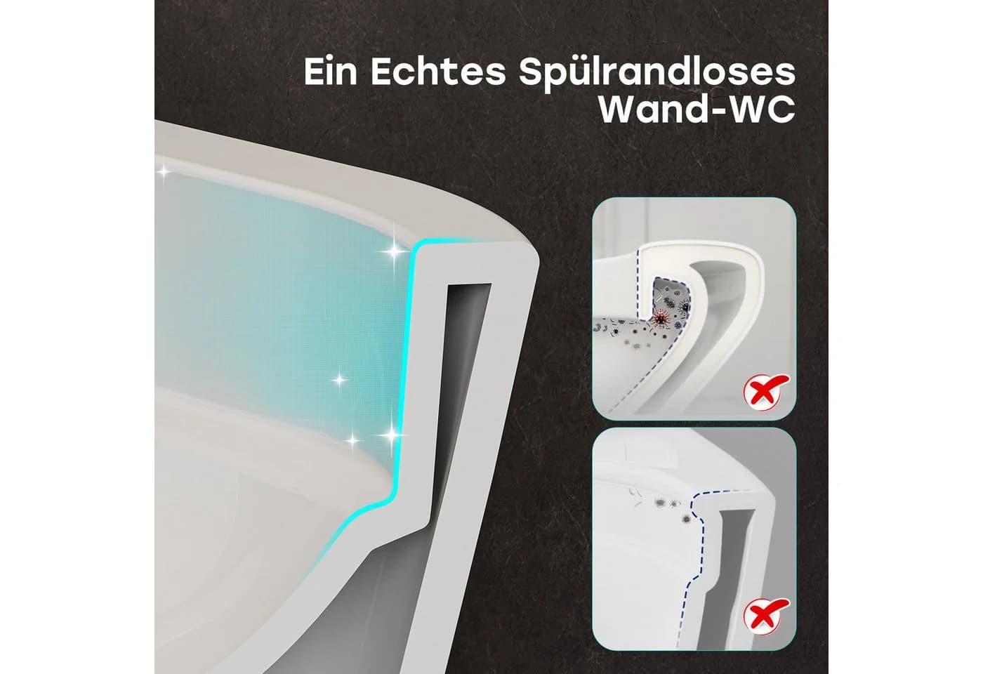 HOROW Dusch-WC Hänge WC mit Bidet-Funktion, Warmwasser, Beheizter Sitz, Damenpflege - Bild 5
