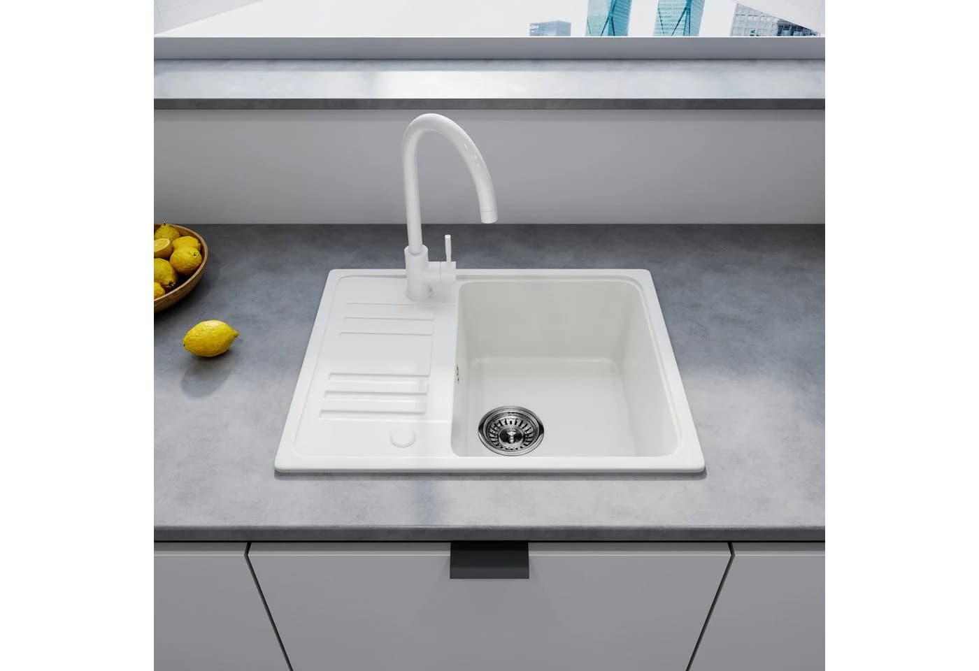 HOROW Granitspüle Schwarz 1 Becken Einbauspüle 57 x 45 cm - Bild 3