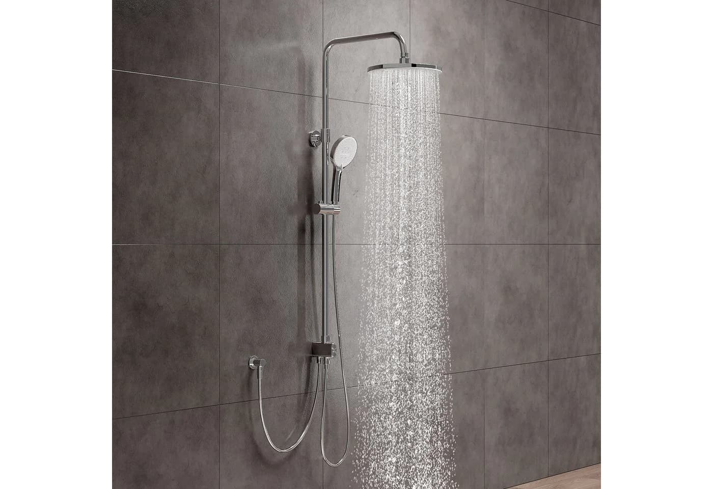 HOROW Brausegarnitur Duschsystem ohne Armatur, 5 Strahlarten, Chrom