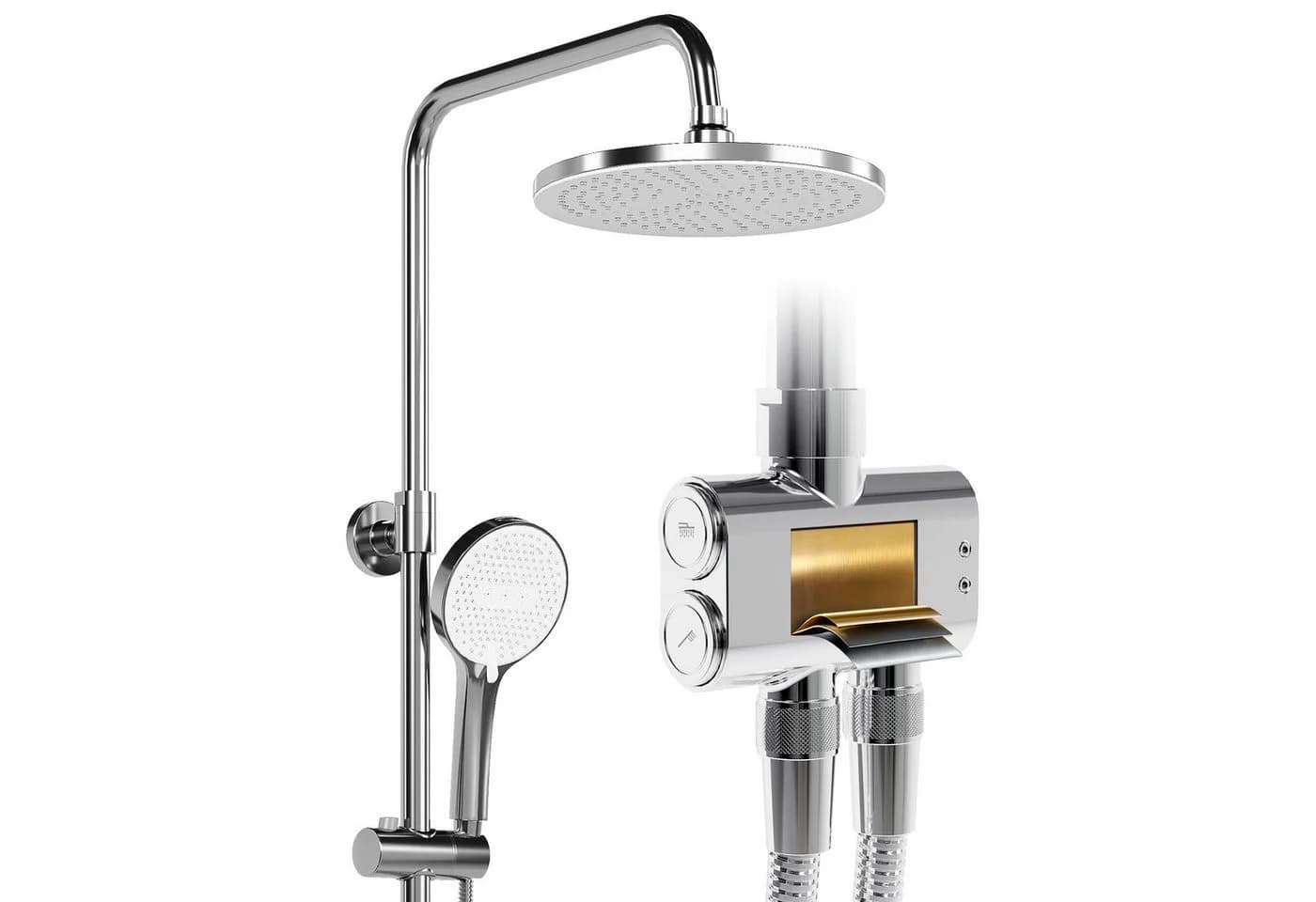 HOROW Brausegarnitur Duschsystem ohne Armatur, 5 Strahlarten, Chrom - Bild 2